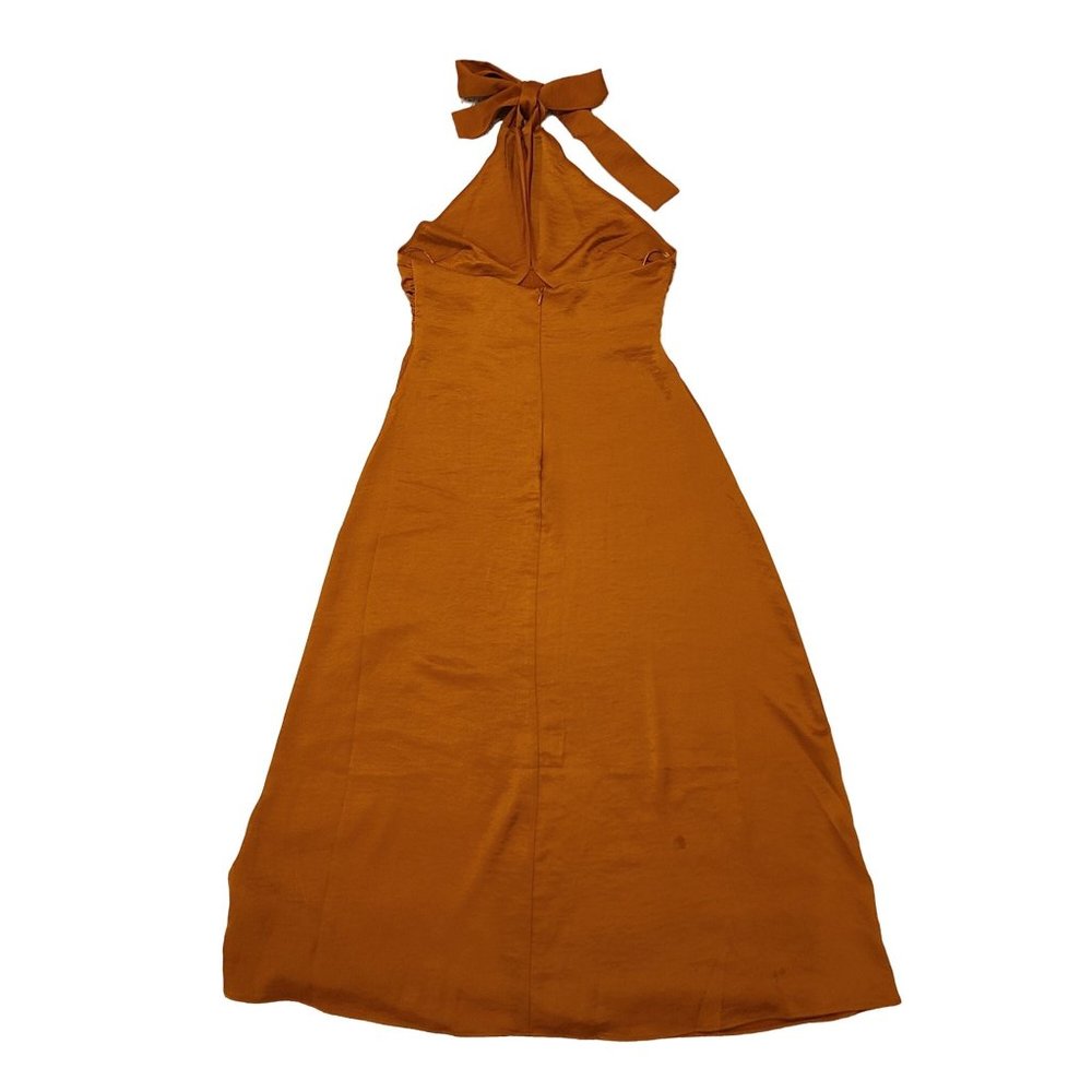NWOT House of Harlow 1960 Bronze Halter Neck Gown Women's Size M - Picture 2 of 10